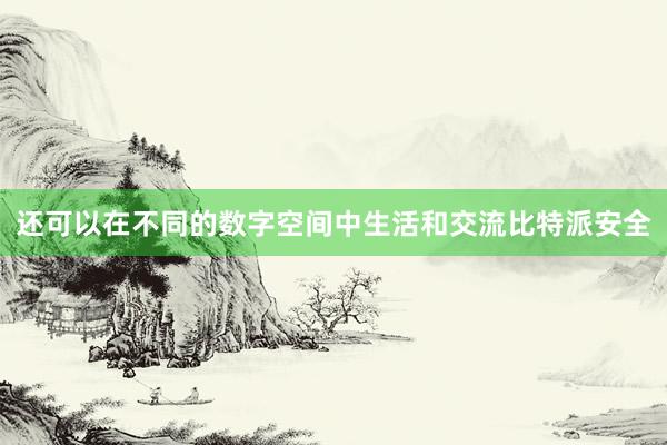 还可以在不同的数字空间中生活和交流比特派安全