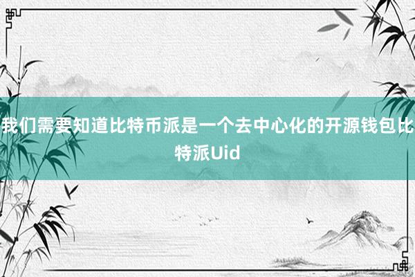 我们需要知道比特币派是一个去中心化的开源钱包比特派Uid