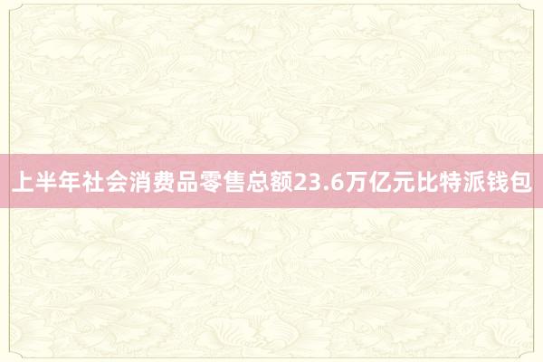 上半年社会消费品零售总额23.6万亿元比特派钱包