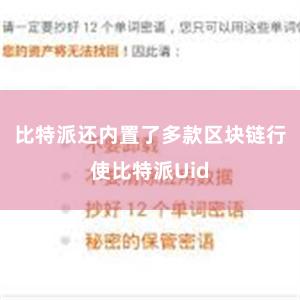 比特派还内置了多款区块链行使比特派Uid
